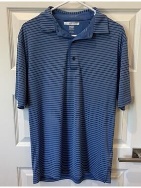 Greg Norman ML75 Play Dry Blue Striped Polo Shirt Medium